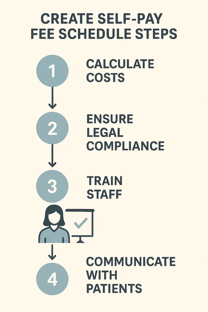 Self-Pay Fee Schedule: How to Build One for Uninsured Patients 4 create self pay fee schedule steps