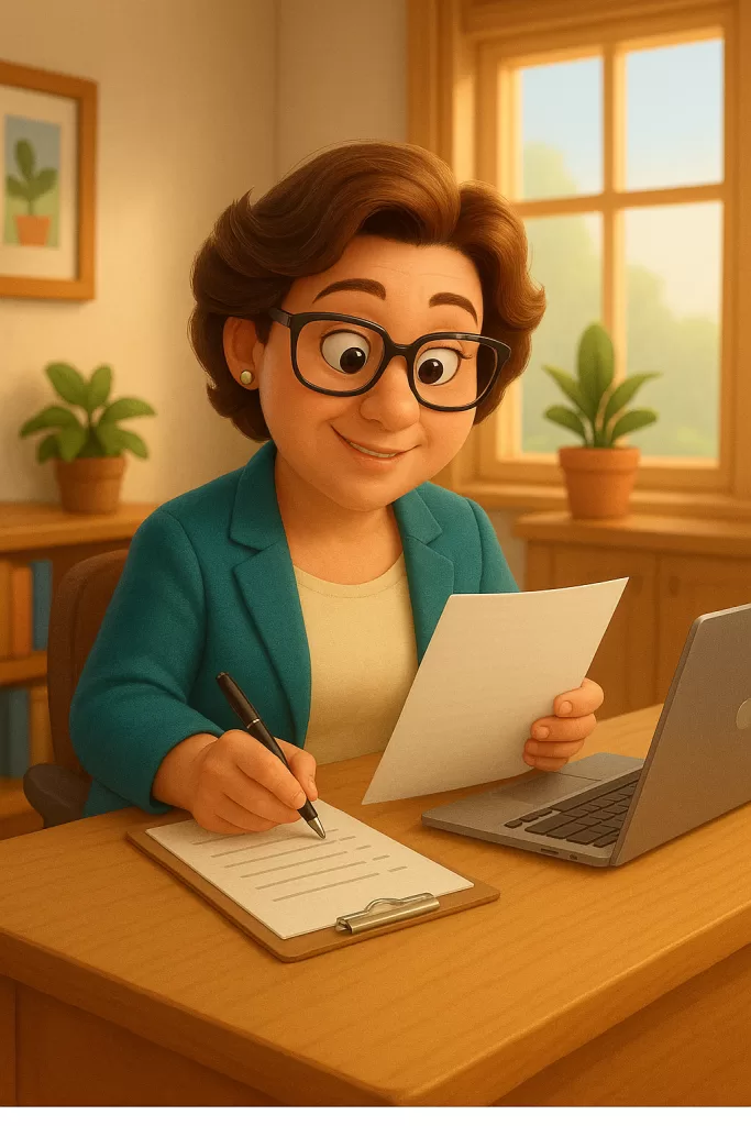 Medical office manager reviewing CMS locum tenens billing guidelines on a laptop with checklist.