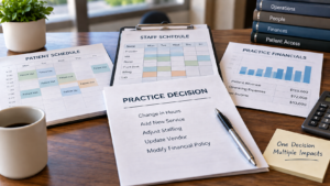 Healthcare Operations & Practice Management Blog | Integral Clinic Solutions 9 Ethical medical practice ownership illustrated through patient scheduling, staffing, financial, and operational decision-making.