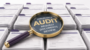 Healthcare Operations & Practice Management Blog | Integral Clinic Solutions 2 Medical insurance audits illustrated by a magnifying glass reviewing insurance audit documents and medical claim forms.