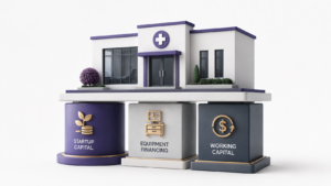 Healthcare Operations & Practice Management Blog | Integral Clinic Solutions 4 Medical practice financing illustrated by startup capital, equipment financing, and working capital supporting a medical practice.