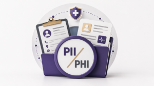 Healthcare Operations & Practice Management Blog | Integral Clinic Solutions 6 PII and PHI represented with patient information and medical records in a healthcare setting.