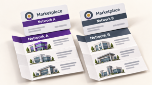 Healthcare Operations & Practice Management Blog | Integral Clinic Solutions 5 Two Marketplace insurance cards from the same insurer paired with provider directories showing different clinic networks.