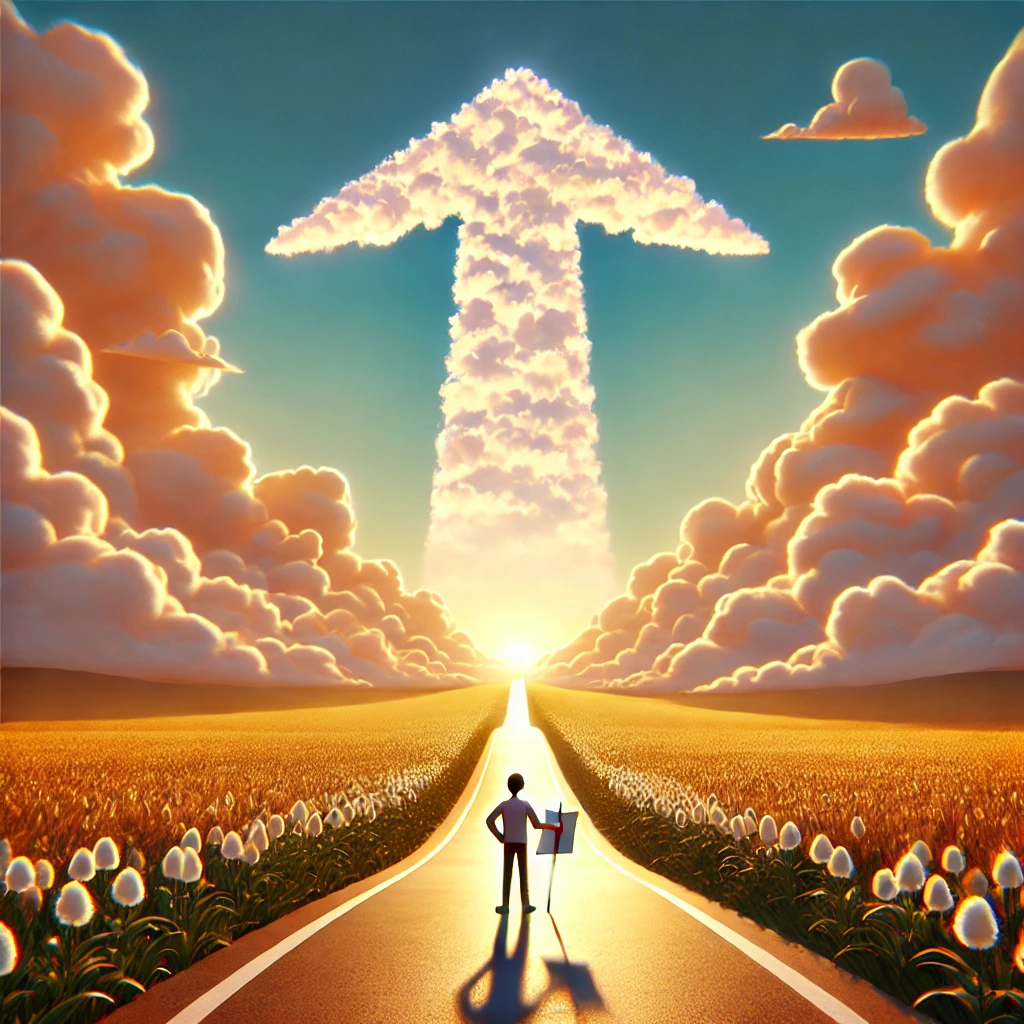 illustration of arrow-shaped clouds symbolizing clear expectations and direction in a medical practice.