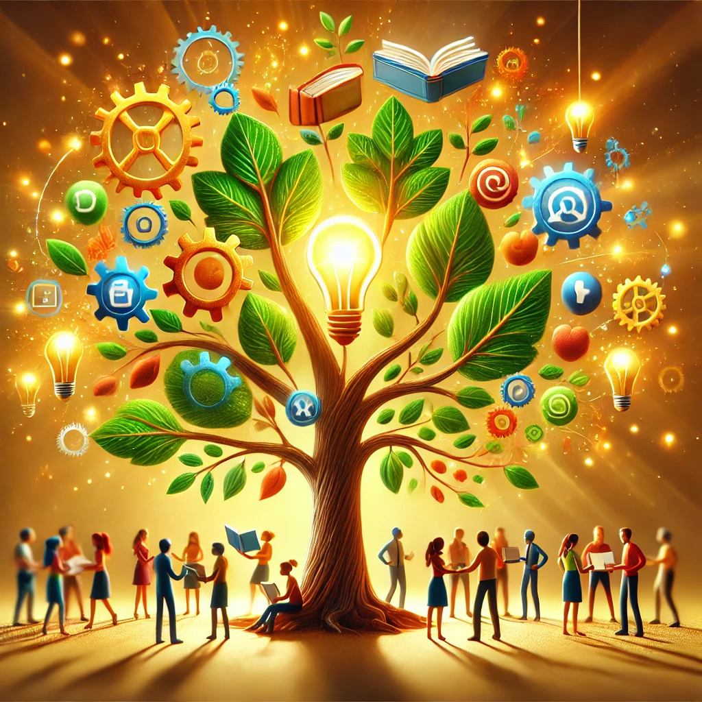illustration of a radiant tree symbolizing staff development and growth in a medical practice.