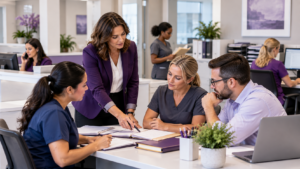 Healthcare Operations & Practice Management Blog | Integral Clinic Solutions 5 Medical practice team management with a practice manager coordinating clinical and administrative staff.