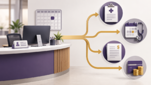 Healthcare Operations & Practice Management Blog | Integral Clinic Solutions 2 Front office training in a medical practice showing how front-desk workflows affect scheduling, patient information, billing, and collections.