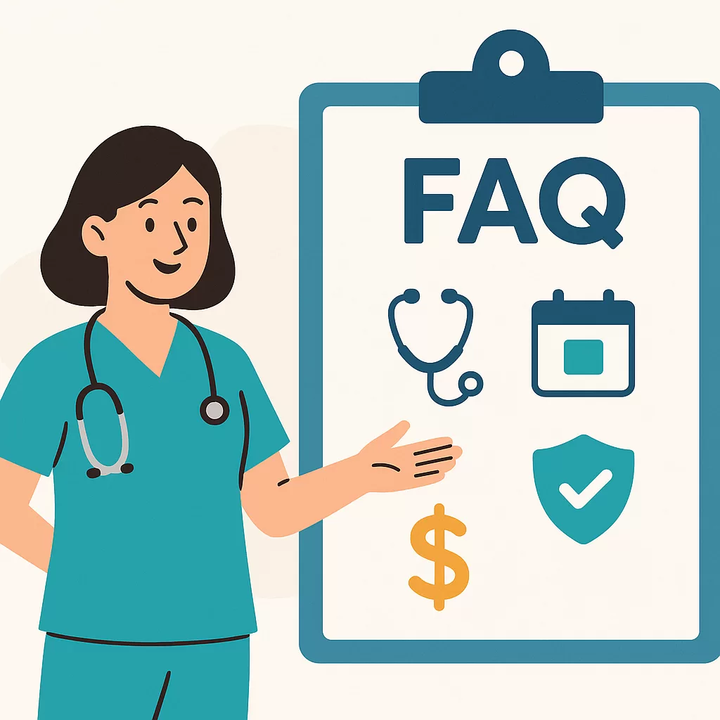 Value-Based Care Explained | Patient Outcomes & Reimbursement 9 Illustration of a healthcare provider answering patient questions about value-based care, including insurance coverage, quality measures, and care coordination.