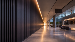 Healthcare Operations & Practice Management Blog | Integral Clinic Solutions 1 The modern, sleek lobby and hallway of a hospital facility, illustrating the professional environment where medical providers exercise hospital privileges