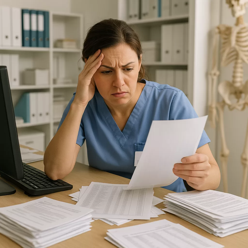 Healthcare worker frustrated by manual recall processes and missing patients.