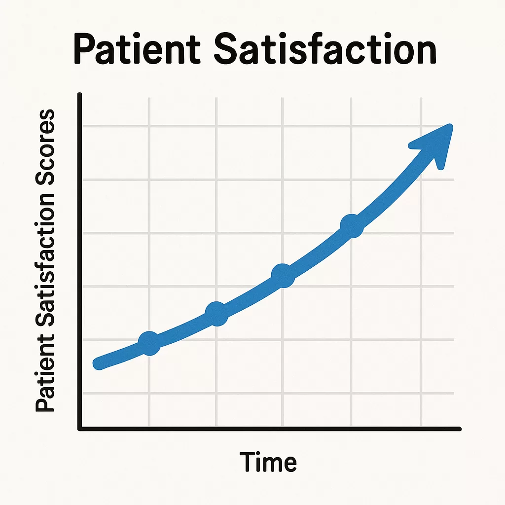 Graph of patient satisfaction scores improving over time