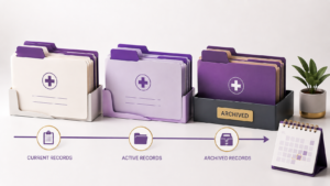 Healthcare Operations & Practice Management Blog | Integral Clinic Solutions 1 Medical records retention timeline showing current, active, and archived patient records organized by year.